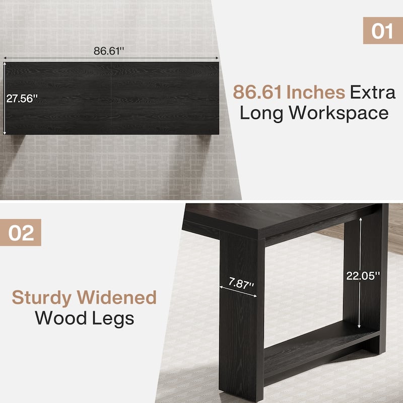 2 Person Desk, 86'' Extra Long Desk, Double Computer Desk Workstation