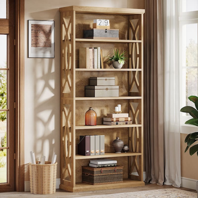 Freestanding Bookshelf, Wood Bookcase, Display Shelves Home Office Living Room Bedroom Storage