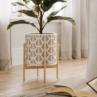 Boho Metal Planter Pot With 4-Leg Gold Metal Base - White & Gold - On Sale  - Bed Bath & Beyond - 41774911