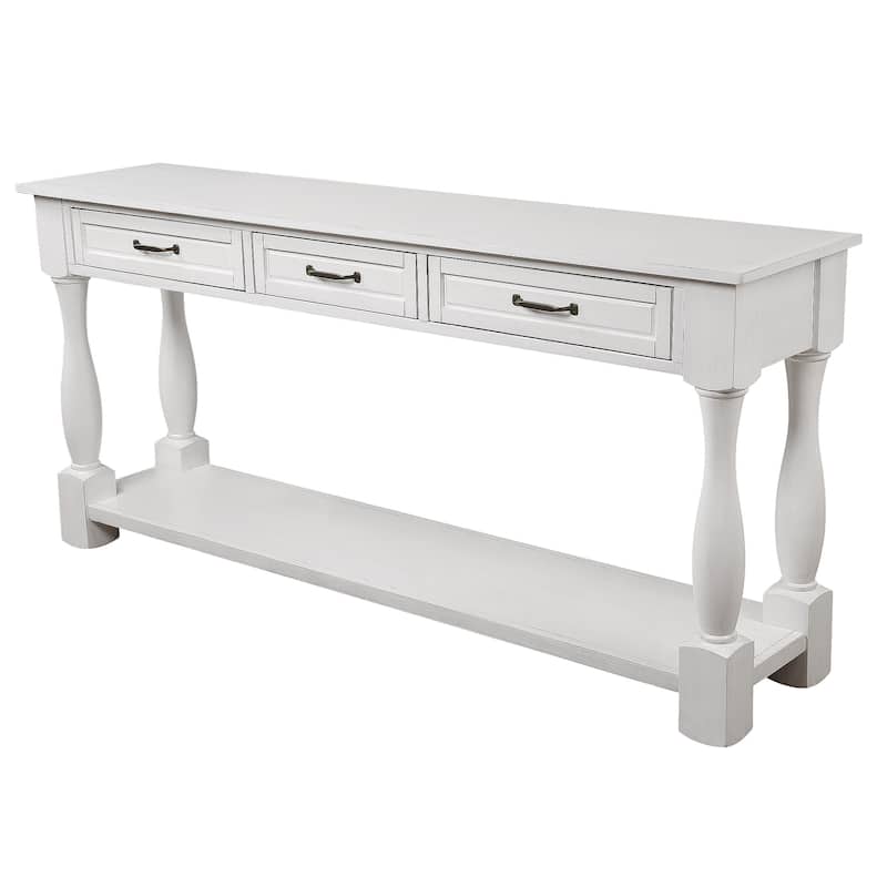 Wood Console Table with 3 Drawers and 1 Bottom Shelf for Entryway Hallway Easy Assembly Extra-thick Sofa Table