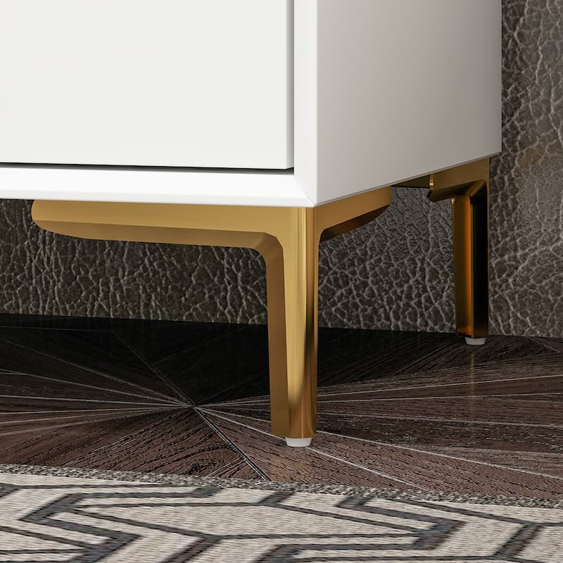 Timechee Three-Drawer Bedside Table Nightstand End Table Black/White