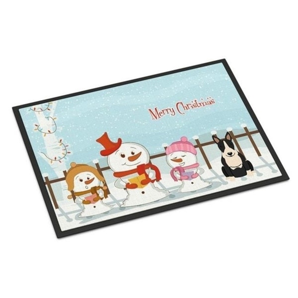 Carolines Treasures BB2464MAT Merry Christmas Carolers Bull Terrier Black White Indoor or Outdoor Mat 18 x 0.25 x 27 in.