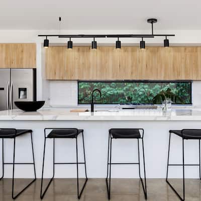 West 64" Matte Black 6-Light Track Lighting with 2x Center Swivel Bars