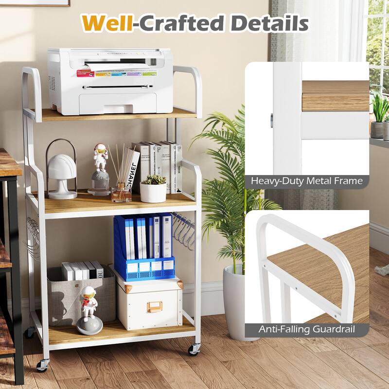 Gymax 3-Tier Rolling Printer Stand Home Office Large Printer Cart w/