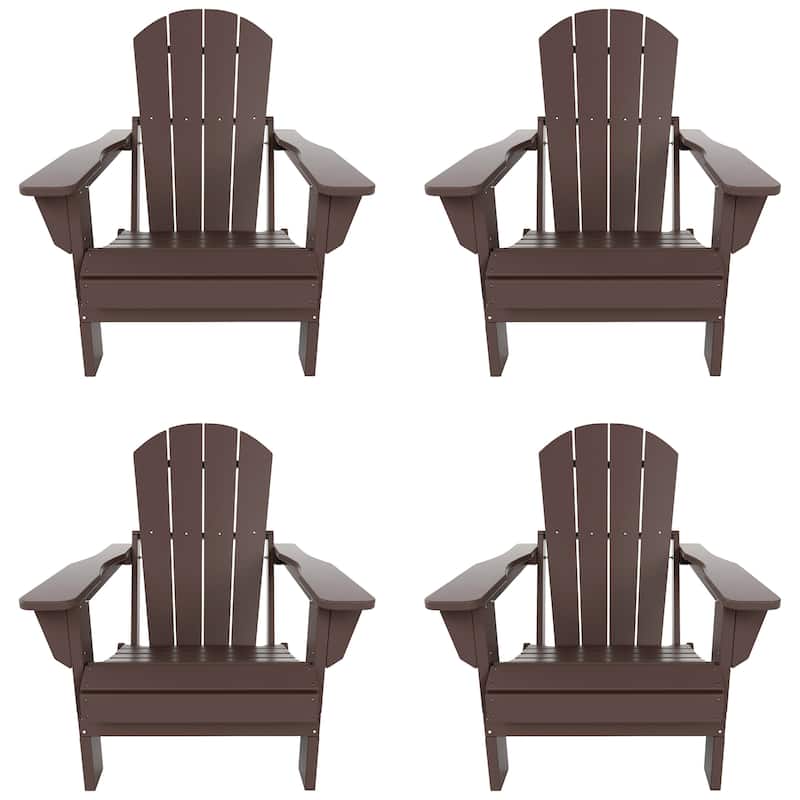 POLYTRENDS Laguna Folding Poly Eco-Friendly All Weather Outdoor Adirondack Chair (Set of 4) - Dark Brown