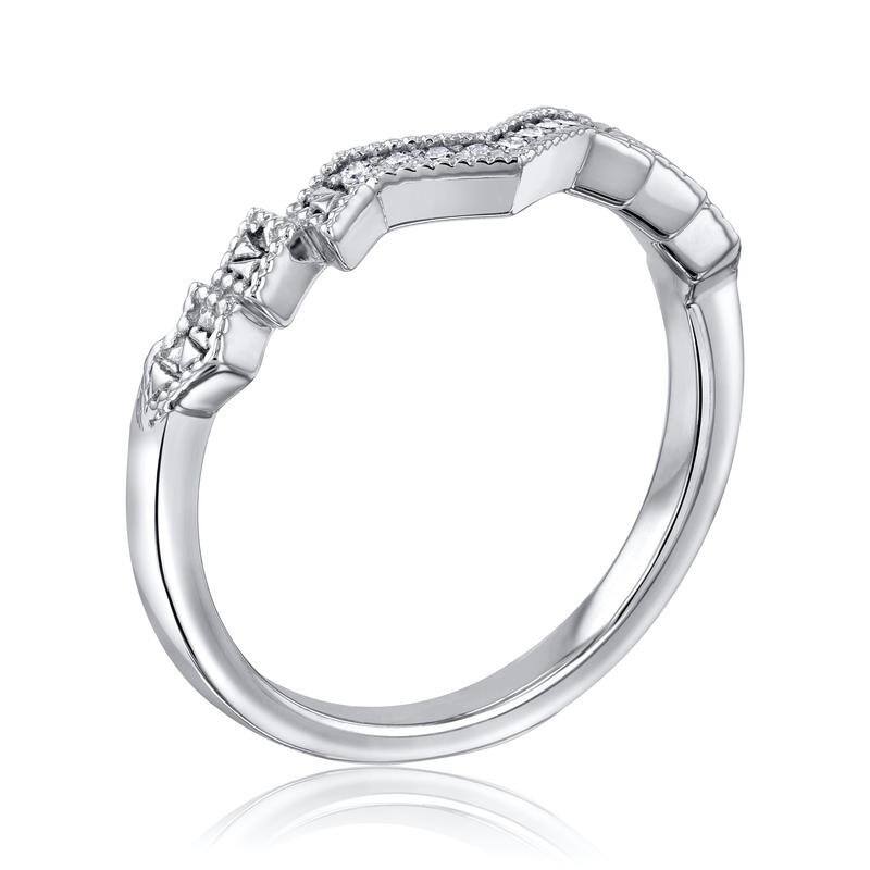 Kobelli Natural Diamond 14k Solid White Gold Art Deco Geometric Clara Wedding Ring