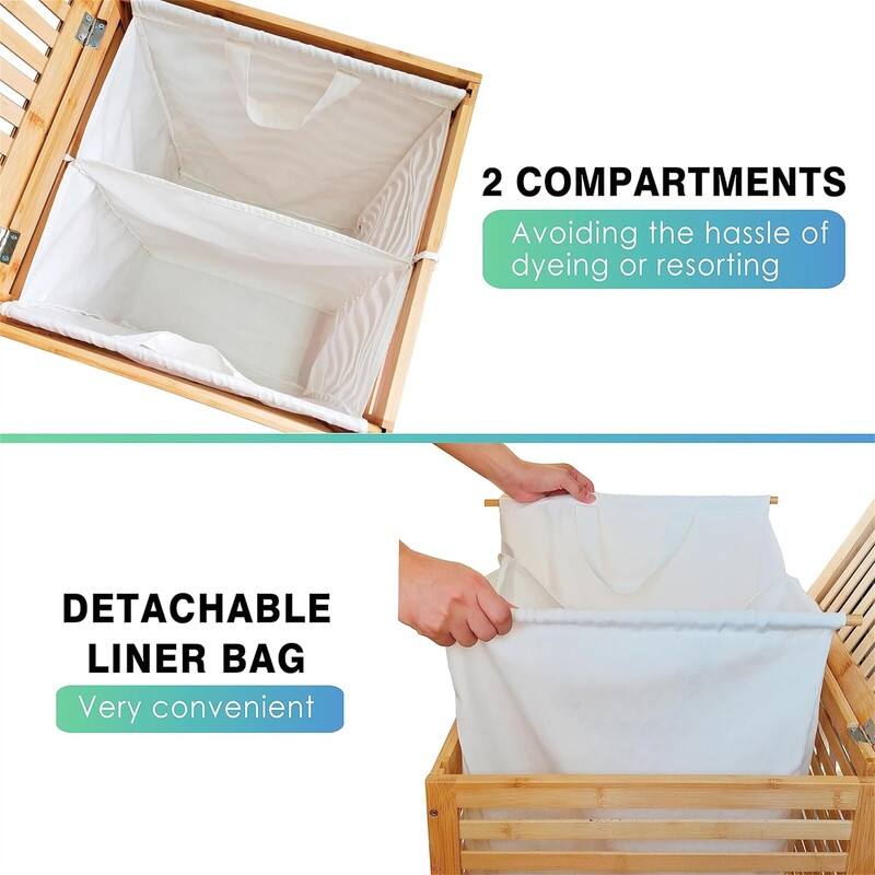 Double Laundry Hamper with Lid - 18.5"L x 18.5"W x 25.6"H