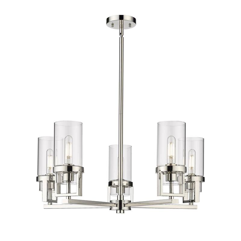 Innovations Lighting Utopia - 5 Light 8" Stem Hung Chandelier - Clear/Polished Nickel