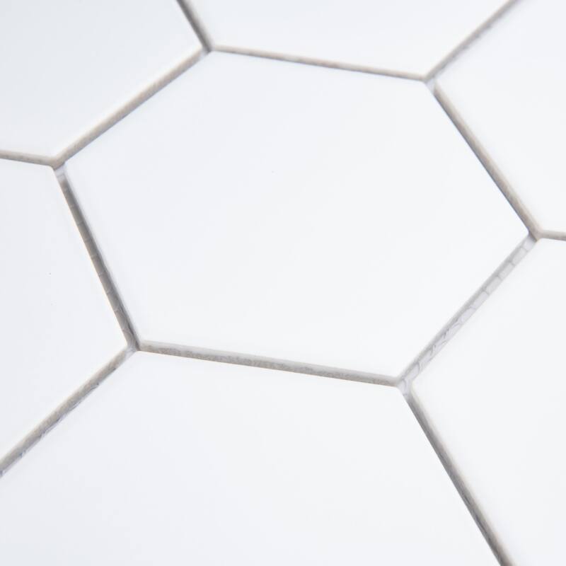 Merola Tile Metro Super Hex Series Matte White 10" x 11-1/2" Porcelain Mosaic Tile