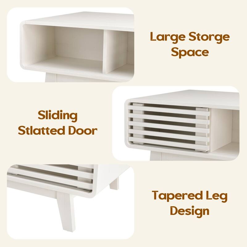 43.3" Mid-Century Farmhouse Wood Coffee Table with Storage