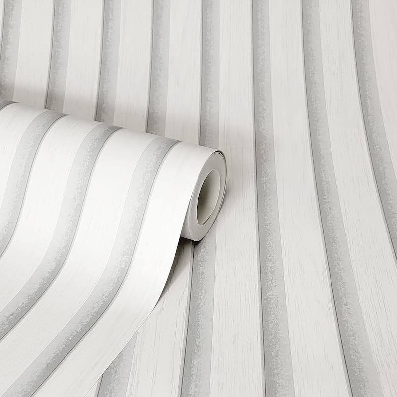 Fine Decor Millard White Wood Slats Wallpaper - N/A