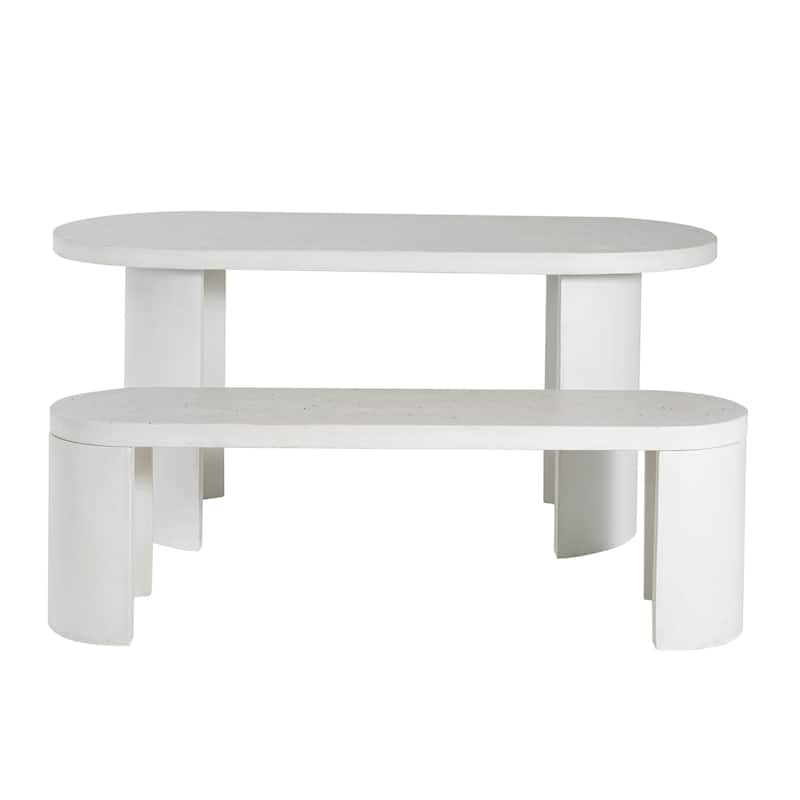 Christopher Knight Home - Vireo Terrazzo White Concrete Patio Dining Table with Bench
