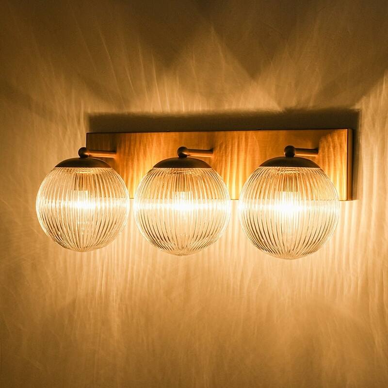 Glam 3-Light Dew-like Ribbed Glass Globe Vanity Light - 22.1 in