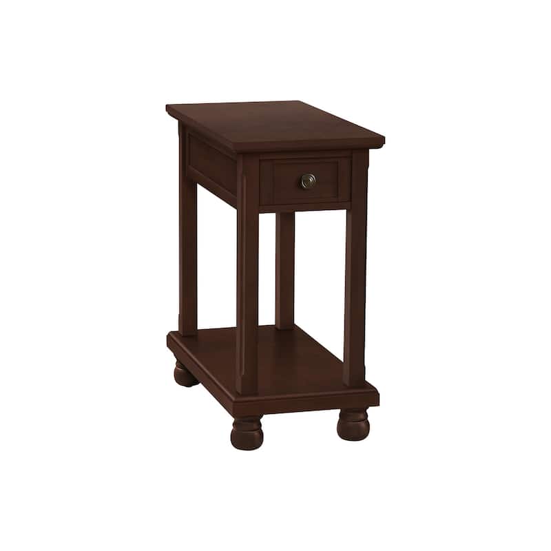 Accent Table, End, Side Table, Narrow, Nightstand, Bedroom, Lamp, Storage Drawer, Brown Veneer, Traditional