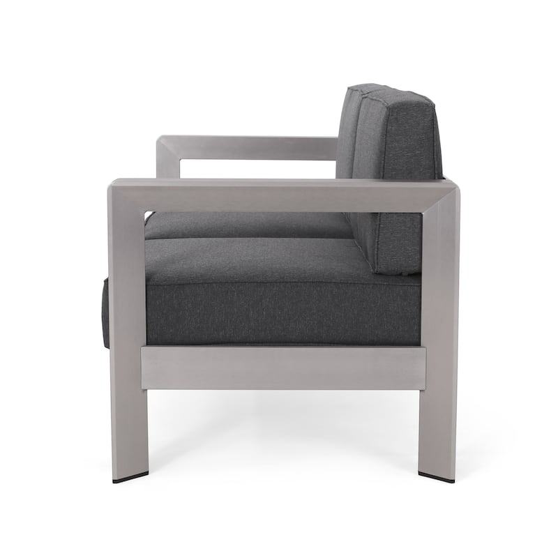 Aviara Outdoor Aluminum Loveseat with Cushions by Christopher Knight Home