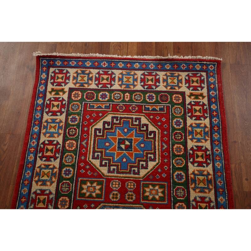 Kazak Oriental Runner Rug Handmade Traditional Red Wool Carpet - 2'9" x 13'1"