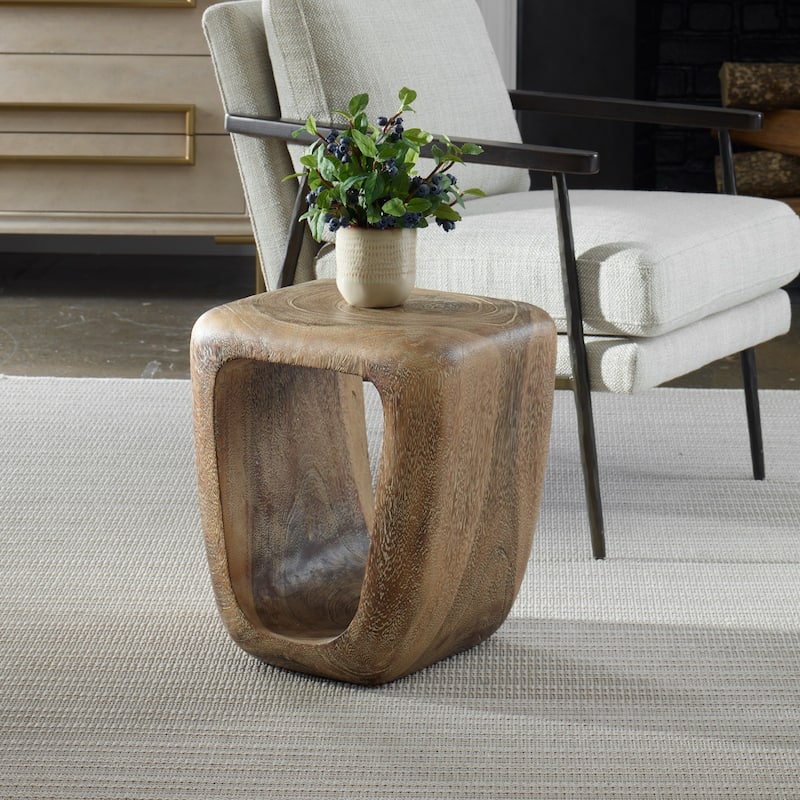 Weathered Style Wooden Accent Stool - 18" - Brown