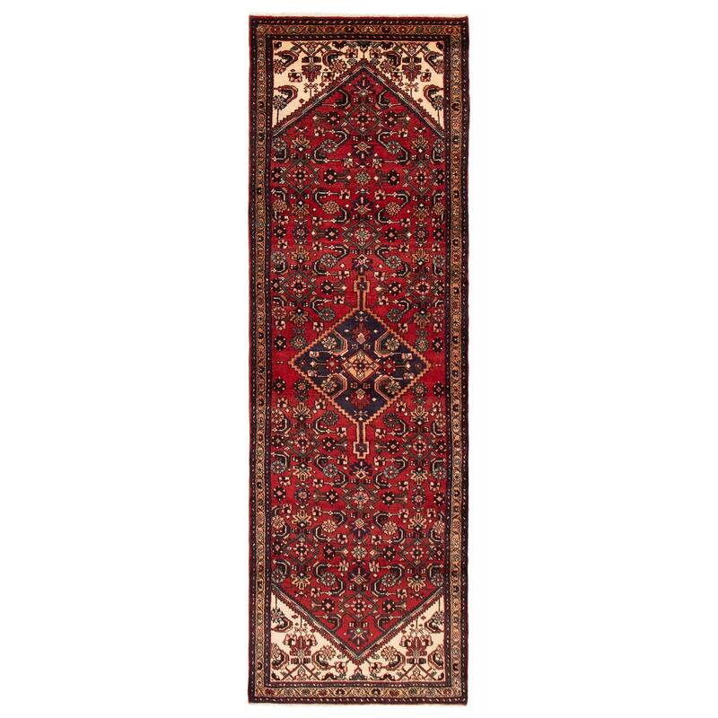 ECARPETGALLERY Hand-knotted Andelz Red Wool Rug - 3'5 x 10'8 - Dark Red - 3'5 x 10'8