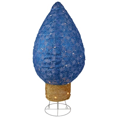 32" Blue LED Lighted Retro Light Bulb Outdoor Christmas Decoration