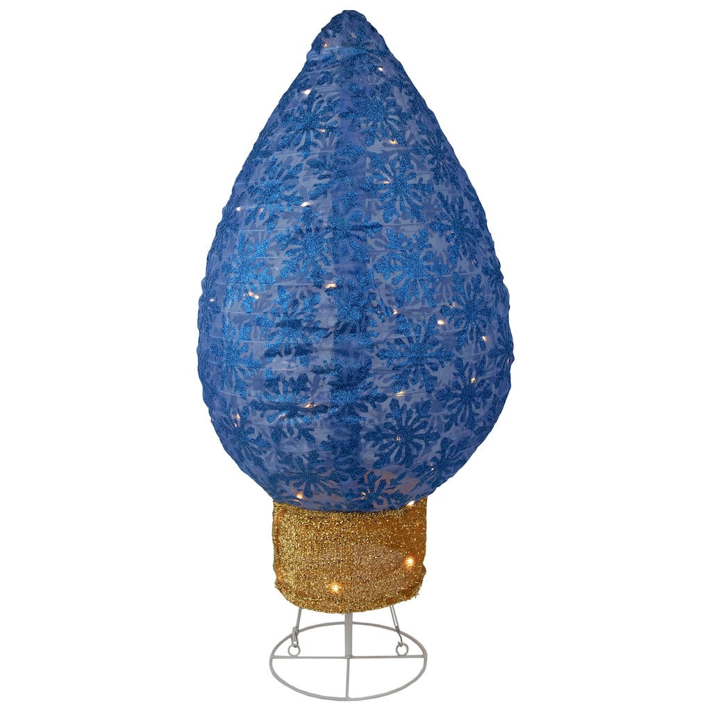 LED Lighted Retro Light Bulb Outdoor Christmas Decoration - 32" - Blue