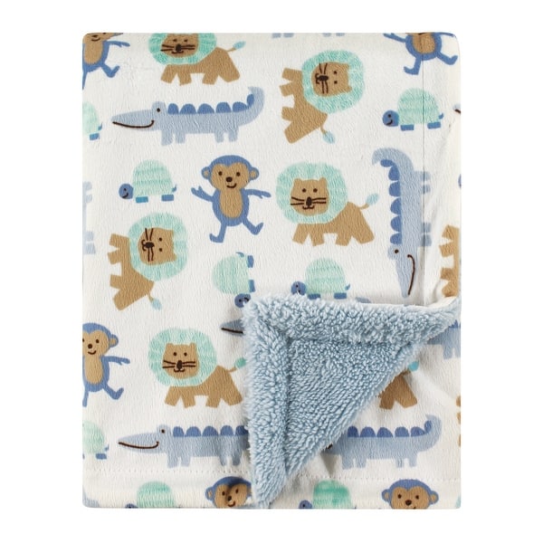 slide 1 of 1, Luvable Friends Baby Boy Plush Blanket with Faux Shearling Back, Boy Jungle, One Size - Boy Jungle - One Size Boy Jungle - One Size