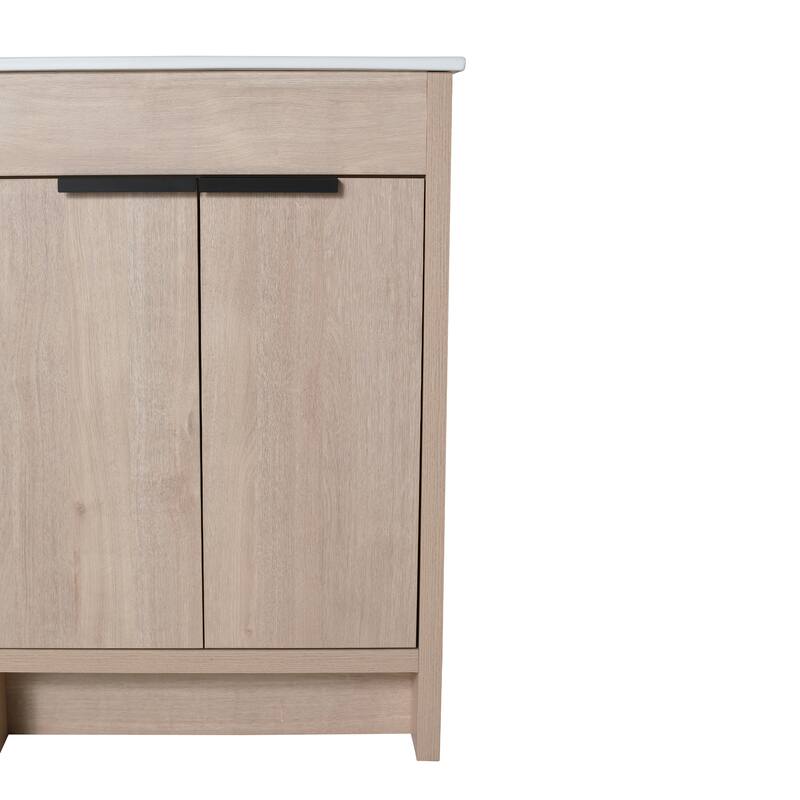 24" Bathroom Vanity Cabinet with 2 Soft-Close Doors, Adjustable Storage Shelves, Freestanding, Eco-Friendly Plywood
