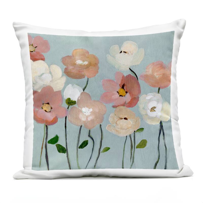 Stupell Soft Mixed Blossoms Printed Outdoor Throw Pillow Design by Charity Henderson - Accent - Polyester - Pink - Single