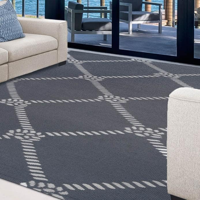 Superior Coastal Geometric Lattice Indoor Outdoor Area Rug