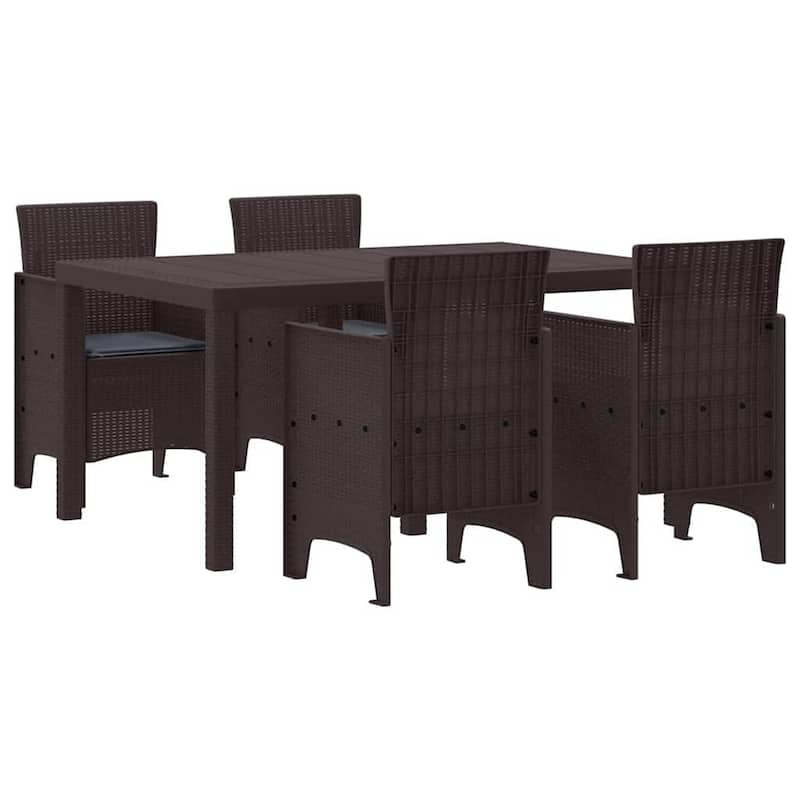 vidaXL Garden Dining Set 5/7 pcs Anthracite/Brown Polt rattan - 150 x 100 x 73 cm