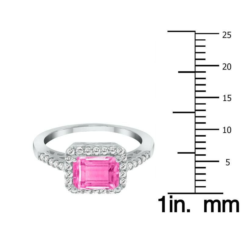 Marquee Jewels 2 1/2 Carat TW Emerald Cut Pink Topaz Diamond Ring in 10K White Gold