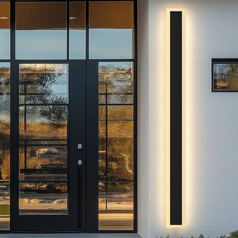 YANSUN Outdoor Wall Light, Rectangular Shape, 3000K LED, Satin Black Finish for Modern Exterior Lighting - 3.1*1.7*35.4