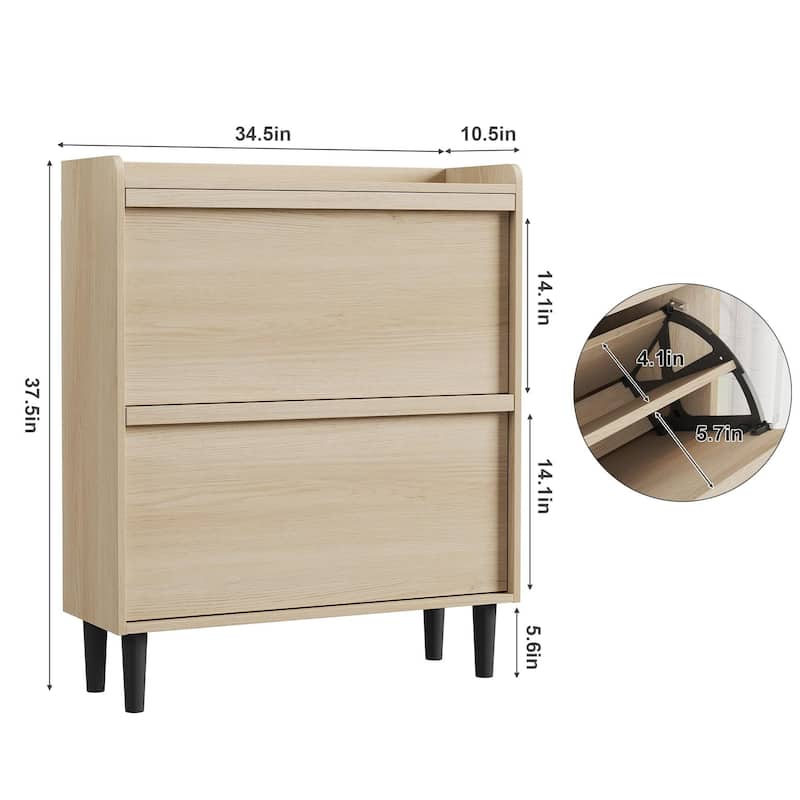 Drawer Wooden Shoe Cabinet with Adjustable Shelves