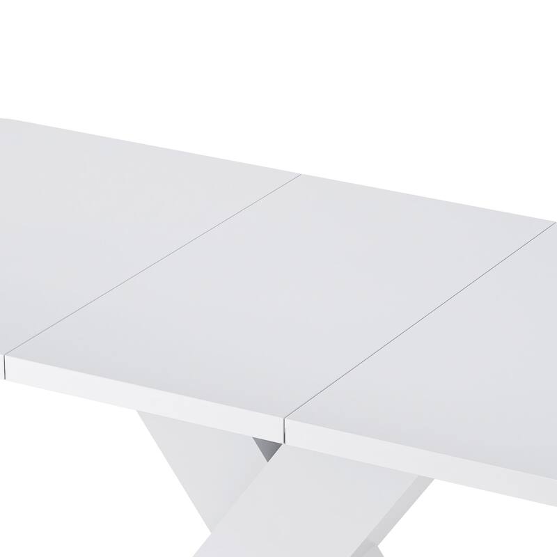 Elegant Stylish Stretchable Wooden Dining Table with Self-Storage Leaf