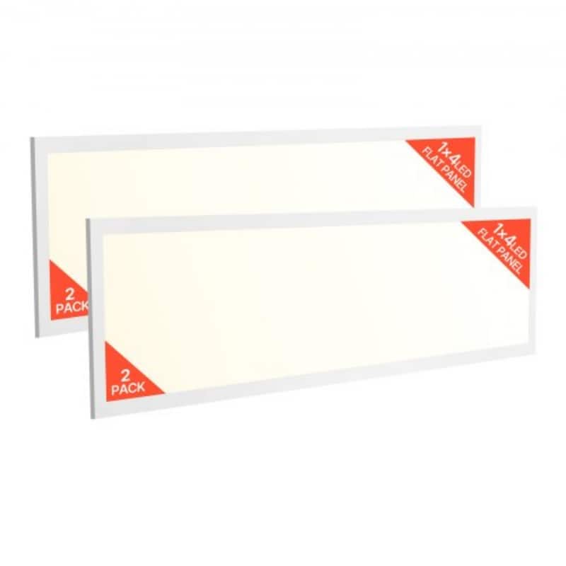 2 Pack 1x4 FT LED Flat Panel Ceiling Light Dimmable 3000-5000K Adjustable Color and Brightness - 4 x 1 x 0.11 ft