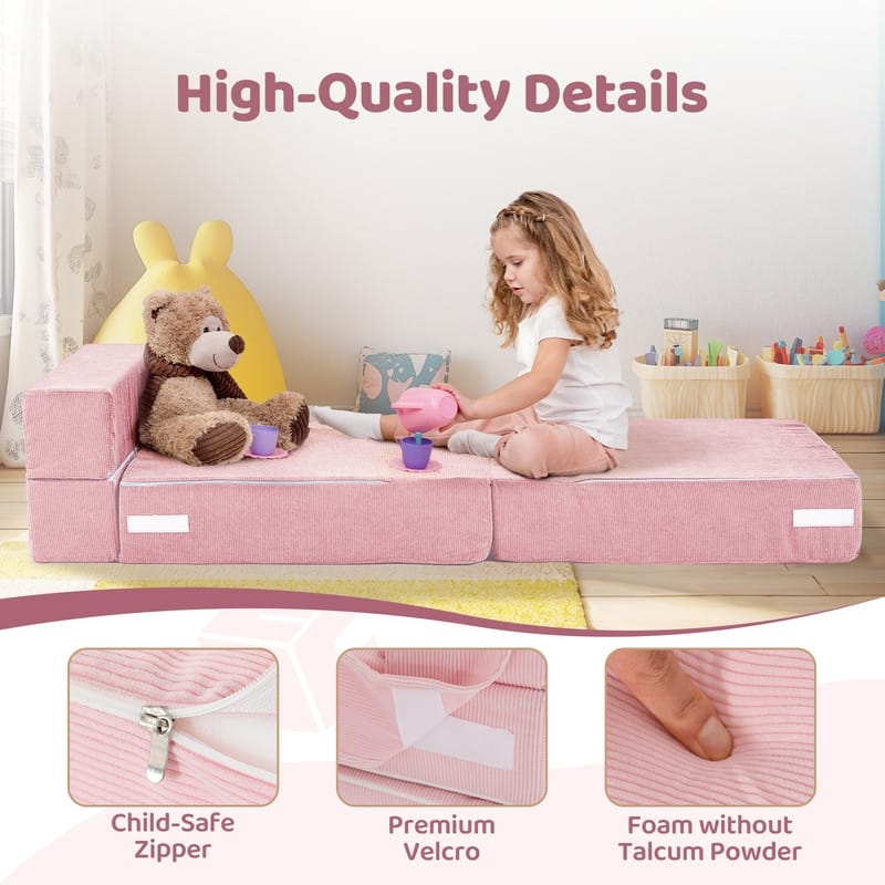 DoCred Kids Folding Sofa, Convertible Floor Mattress, Bed, Play Couch
