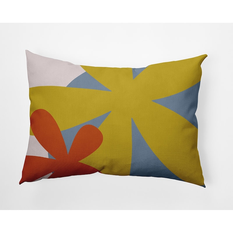 Bold Flowers Polyester Indoor Pillow - Mustard Yellow - 14" x 20"