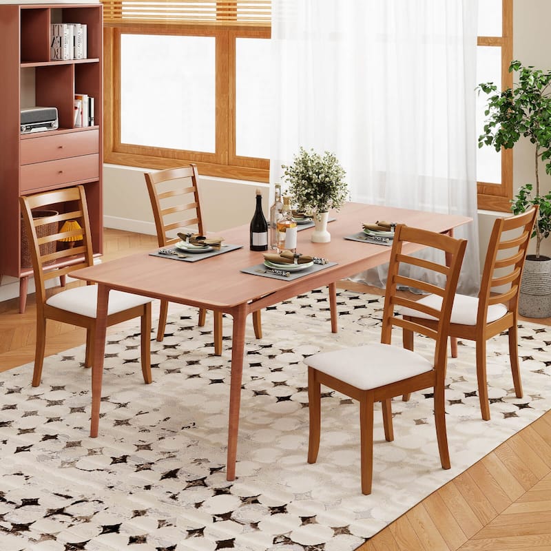 Costway Wooden Dining Chair Set of 2/4 Kitchen Chair with Rubber Wood