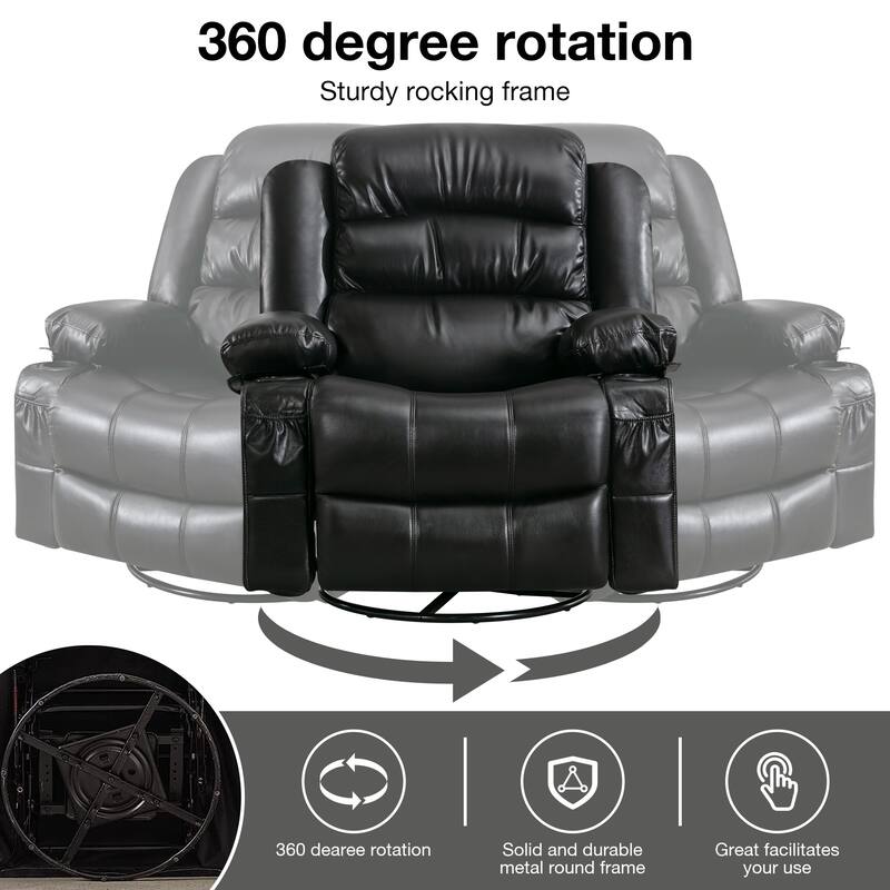 Massage Swivel Rocker Recliner Chair with Vibration Massage and Heat Ergonomic Lounge Chair USB Charge Port