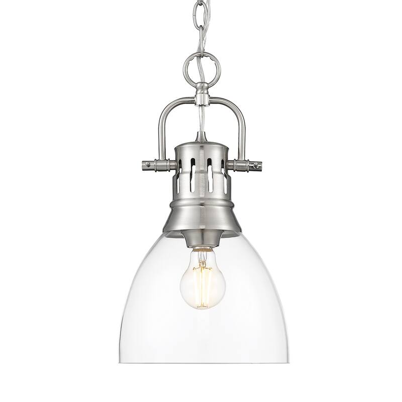 Yep by Golden Lighting Duncan 1-light 9in chain hung Pendant in Pewter and Clear Glass