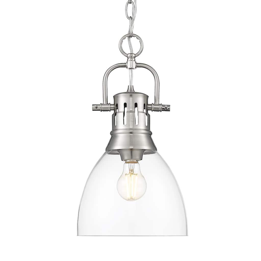 Yep by Golden Lighting Duncan 1-light 9in chain hung Pendant in Pewter and Clear Glass