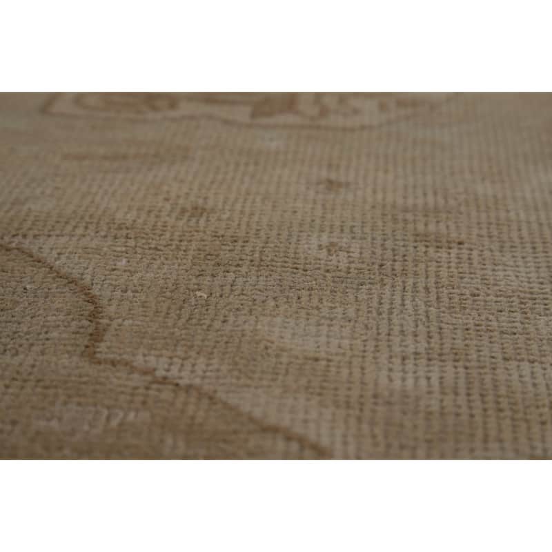 Tabriz Persian Vintage Area Medallion Beige Wool Carpet - 8'4" x 11'1"