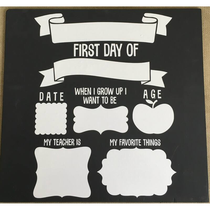 First and Last Day of School Dry Erase Chalkboard Photo Op Double Sided 12 Inch - Black,White