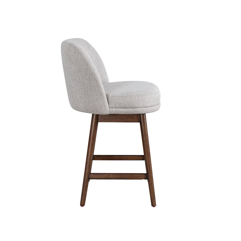 Sadie Modern Swivel Bar Stool, Upholstered Counter Height Chair with Solid Wood Frame