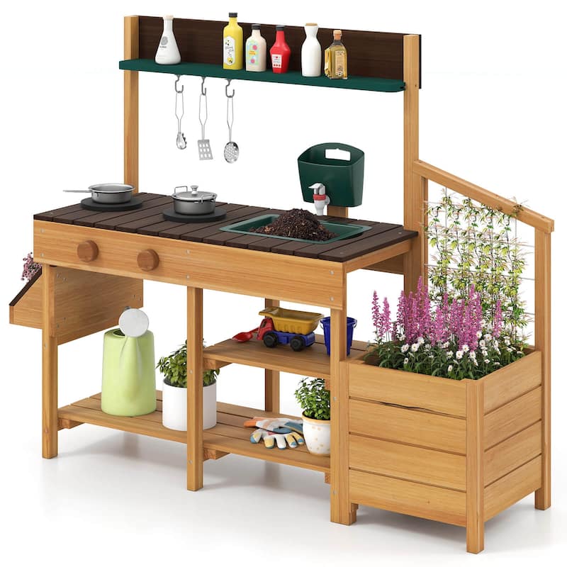 Costway Play Kitchen for Kids Wooden Toy Kitchen Playset with - See Details