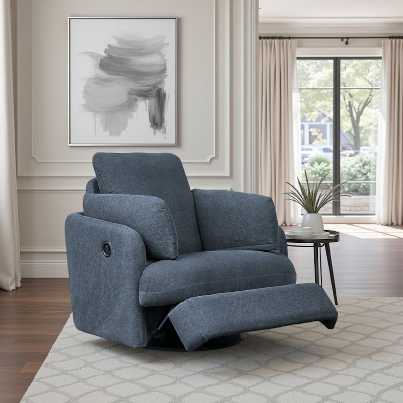 Meso Swivel Manual Glider Recliner Chair, Ink Blue Nuvella Polyester