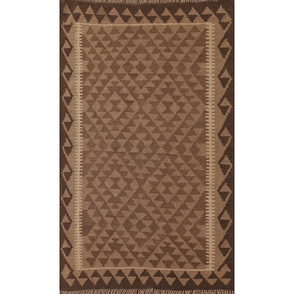 Reversible Kilim Area Rug Flat-weave Wool Carpet - 3'4" x 5'2"