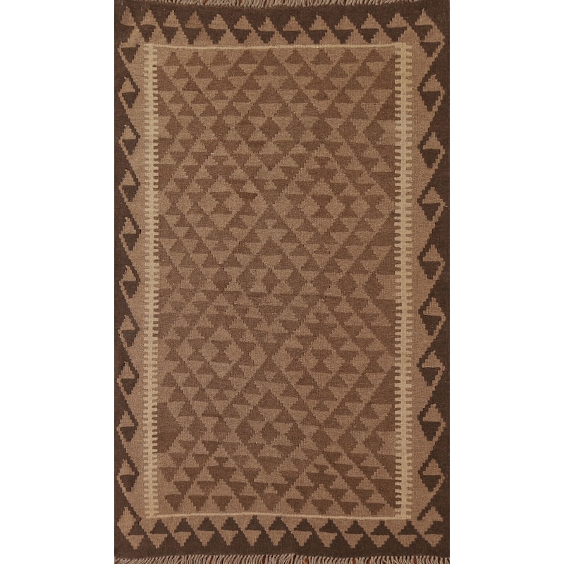 Reversible Kilim Area Rug Flat-weave Wool Carpet - 3'4" x 5'2"