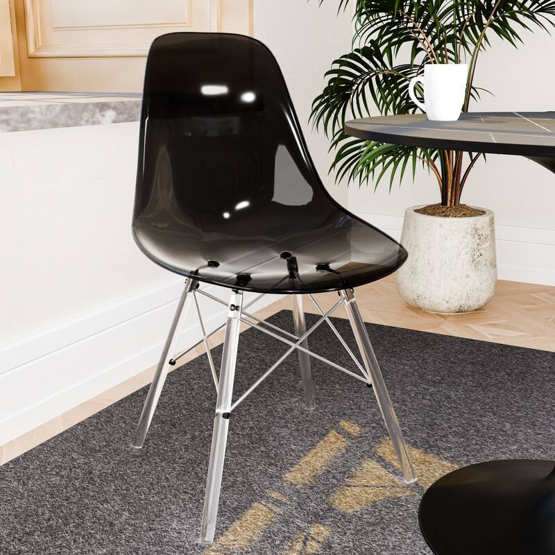 Dover Modern Acrylic Accent Side Chair with Eiffel-Style Legs for Dining Room, Kitchen, Office, or Indoor/Outdoor Seating