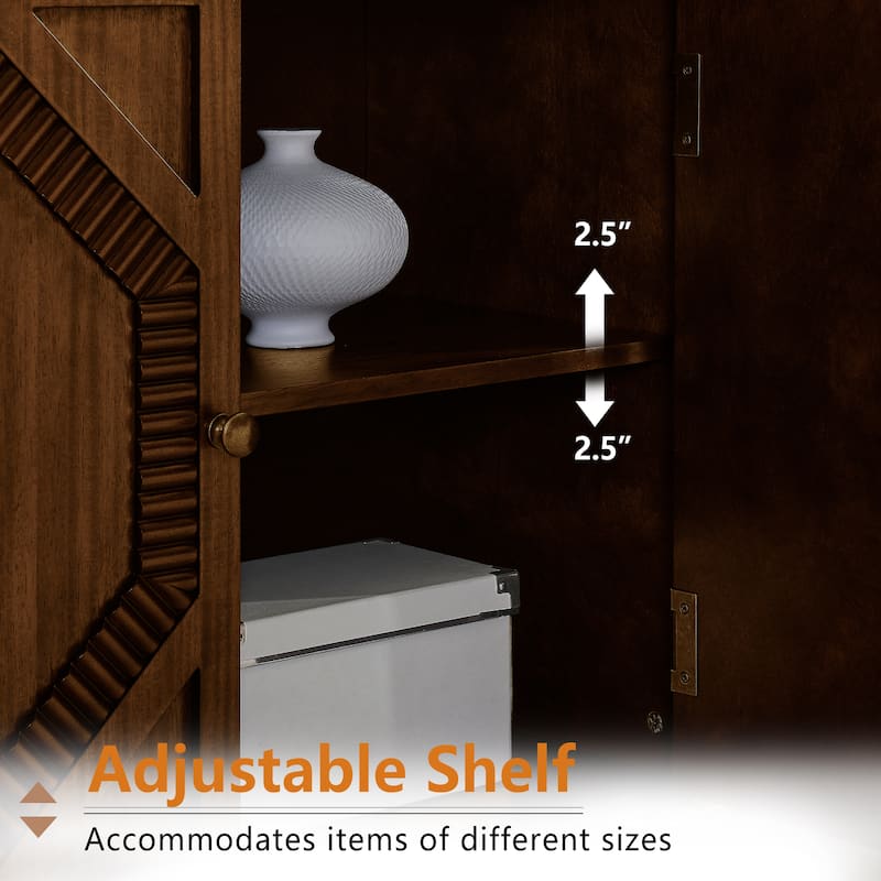 65.2"Sideboard Buffet Cabinet with Storage,Symmetrical Geometric Accent Storage Cabinet,Large Console Table