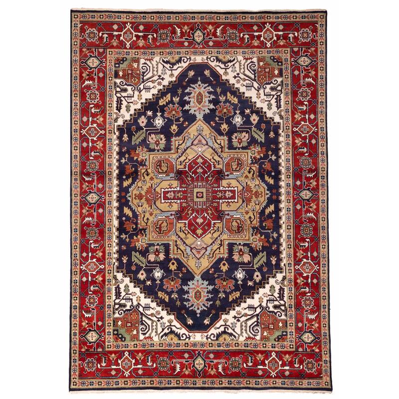 ECARPETGALLERY Hand-knotted Serapi Heritage Dark Navy Wool Rug - 9'10 x 13'10